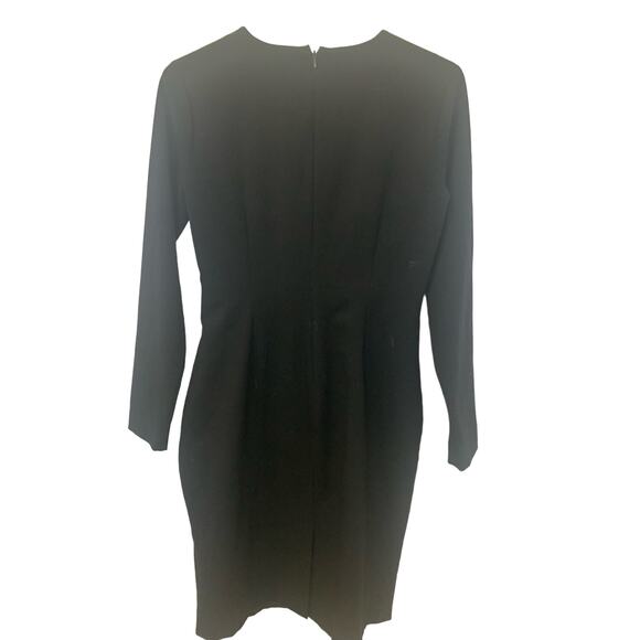 Calvin Klein Party Short Dress 8 Black Faux Wrap Sheath Silver Buckle  Cocktail - Picture 2 of 9